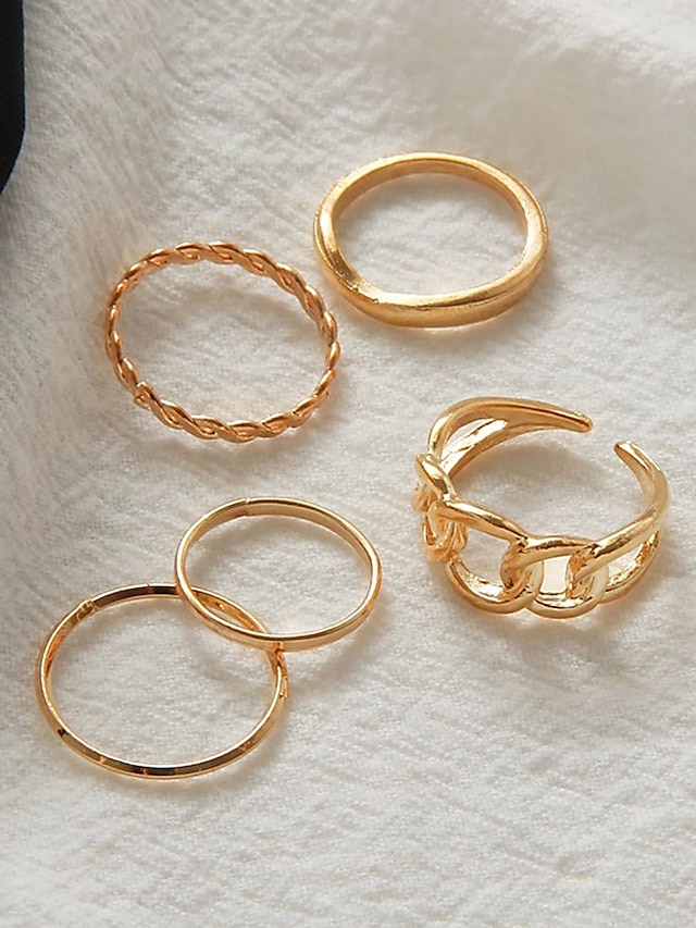 5pcs Ring Set For Women's Party Evening Gift Daily Alloy Vintage Style